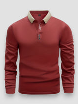 Ramesh - Langarm Polo Hemd – Rot
