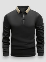 Arlixon - leichtes Langarm-Poloshirt – Schwarz