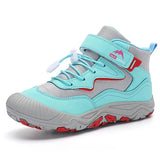 OutMax - Kinder Barfußschuhe mit Profilsohle & Klettverschluss – HellBlau-Grau