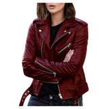 Lässige Bikerjacke für Damen | Mit Reißverschluss – Weinrot