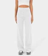 Nina | Elastische Hose mit hoher Taille – Weiß