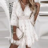 Filipa - Bohemian Kleid mit Spitzen Details – Weiß