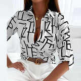 Lioris – Bluse mit lebhaftem geometrischem Muster – Weiß