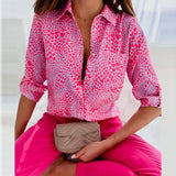 Lioris – Bluse mit lebhaftem geometrischem Muster – Rosa