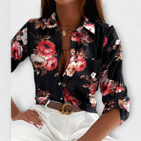 Lorena – Hemdbluse mit grafischem Print und Retro-Flair – Rosenmuster
