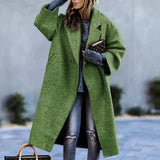 Dimity - Eleganter, übergroßer Wollmantel – Grün