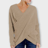 Elise | Überkreuzter Strickpullover – Khaki