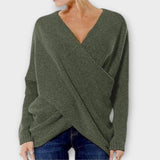 Elise | Überkreuzter Strickpullover – Grün