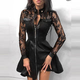 Canton - Elegantes Minikleid mit Reißverschluss für stilbewusste Frauen – schwarze Spitze
