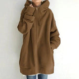 Salma – warme damen-strickjacke mit kapuze – Braun