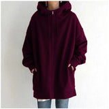 Salma – warme damen-strickjacke mit kapuze – Dunkelviolett