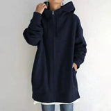 Salma – warme damen-strickjacke mit kapuze – Blau