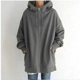 Salma – warme damen-strickjacke mit kapuze – Grau