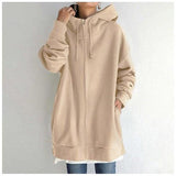 Salma – warme damen-strickjacke mit kapuze – Khaki