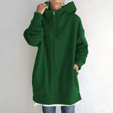Salma – warme damen-strickjacke mit kapuze – Dunkelgrün
