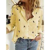 Elegante Bluse für Frauen für jeden Anlass – Gelb mit Vogel