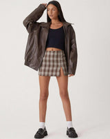Übergroße Vintage Lederjacke – Braun