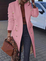 Chiara – wollmantel mit revers, knopftasche und langen armeln für damen – Rosa