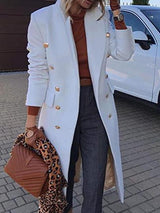 Chiara – wollmantel mit revers, knopftasche und langen armeln für damen – Weiß