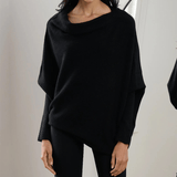 Xanthe | Damen Asymmetrischer Off-Shoulder Pullover – Schwarz
