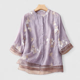 Maisie | Blumenbluse aus Premium-Materialien – Lila