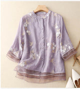 Kourtney – Elegante Damenbluse mit Stickerei – Purple