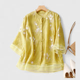 Maisie | Blumenbluse aus Premium-Materialien – Gelb