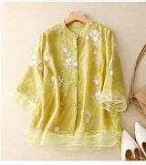 Kourtney – Elegante Damenbluse mit Stickerei – Yellow
