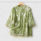 Maisie | Blumenbluse aus Premium-Materialien – Grün