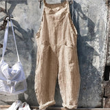 Vintage Gestreift Weiter Overall Für Damen | Ideal für den Sommer – Gelb