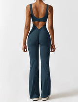 Sienna | Rückenfreier Flare-Jumpsuit – grun blau