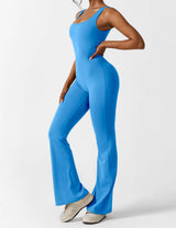 Sienna | Rückenfreier Flare-Jumpsuit – Blau