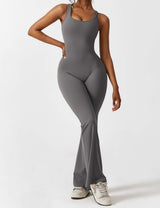 Sienna | Rückenfreier Flare-Jumpsuit – Grau