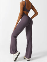 Sienna | Rückenfreier Flare-Jumpsuit – Violett Grau