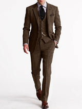 Franky | 3-teiliges Herren-Set – Business-Blazer, Weste & Hose – Kaffee