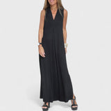 Livana – Maxikleid mit raffinierter Drapierung – Schwarz