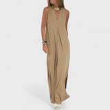 Livana – Maxikleid mit raffinierter Drapierung – Kaffee