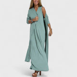 Livana – Maxikleid mit raffinierter Drapierung – Grün