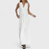 Livana – Maxikleid mit raffinierter Drapierung – Weiß