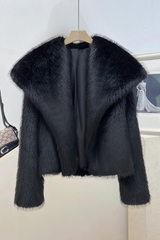 Luxus Kunstpelz Winterjacke – Schwarz