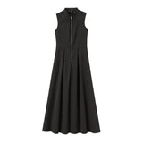 Zaira | Damen Maxikleid A-Linie Elegant Leicht Sommer – Schwarz