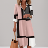 Zaria | Damen Geometrisches Muster Hemdkleid – Rosa