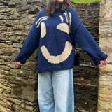 Vivi - Strickpullover aus Baumwolle in Übergröße – Marineblau