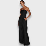 Louna – Eleganter Bandeau-Jumpsuit – Schwarz