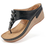 Angelina | Konturiertes Fußbett Fußgewölbestütze Sandalen – Schwarz