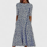 Sela | Elegantes Midikleid – Dunkelblau